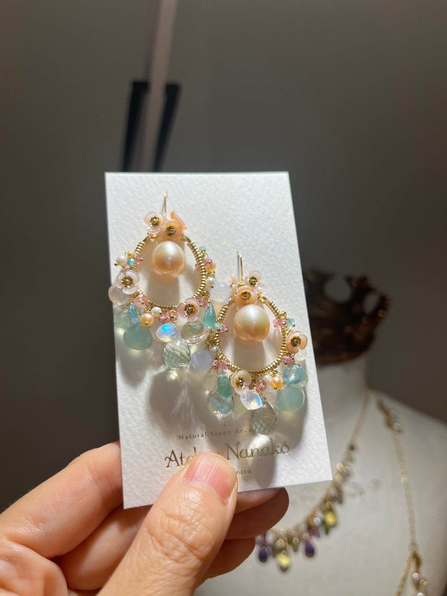 One-of-a-kind [Fragonard "Swing"] Large pearl chandelier earrings