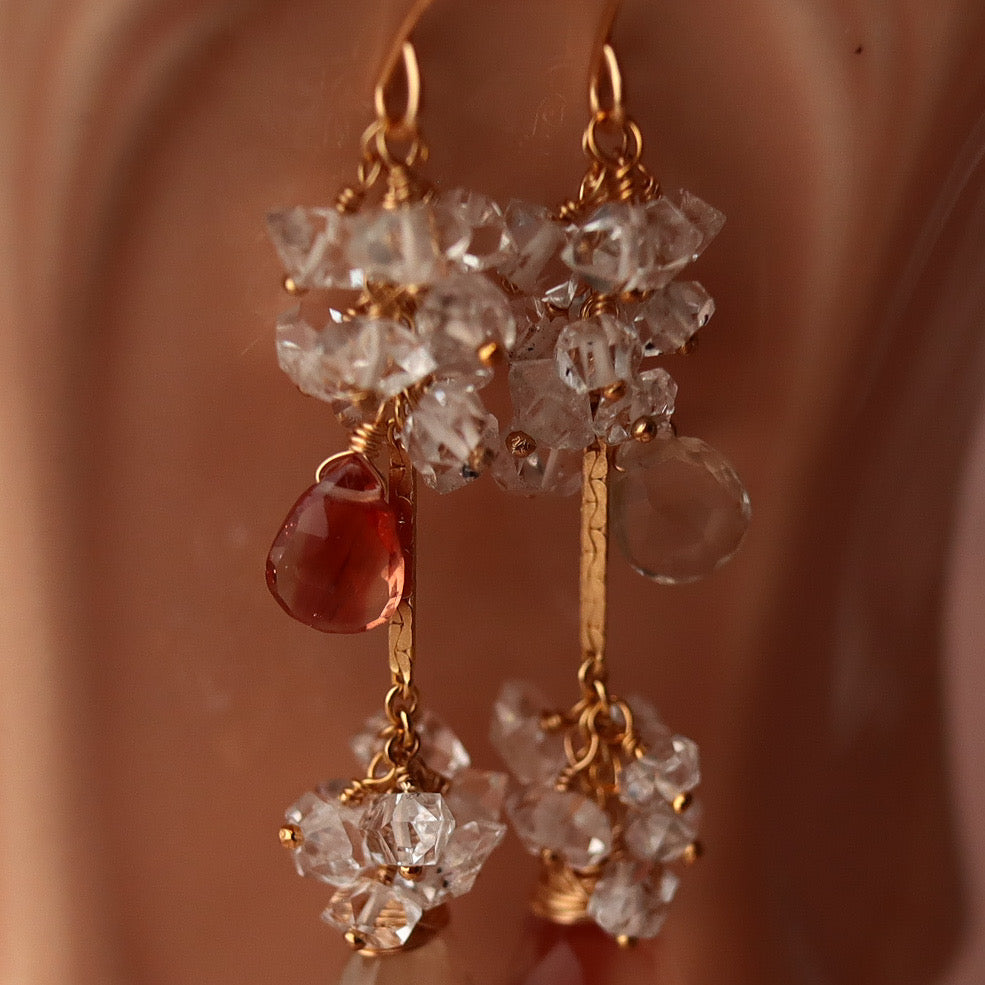 [Large long No.1] Oregon sunstone earrings