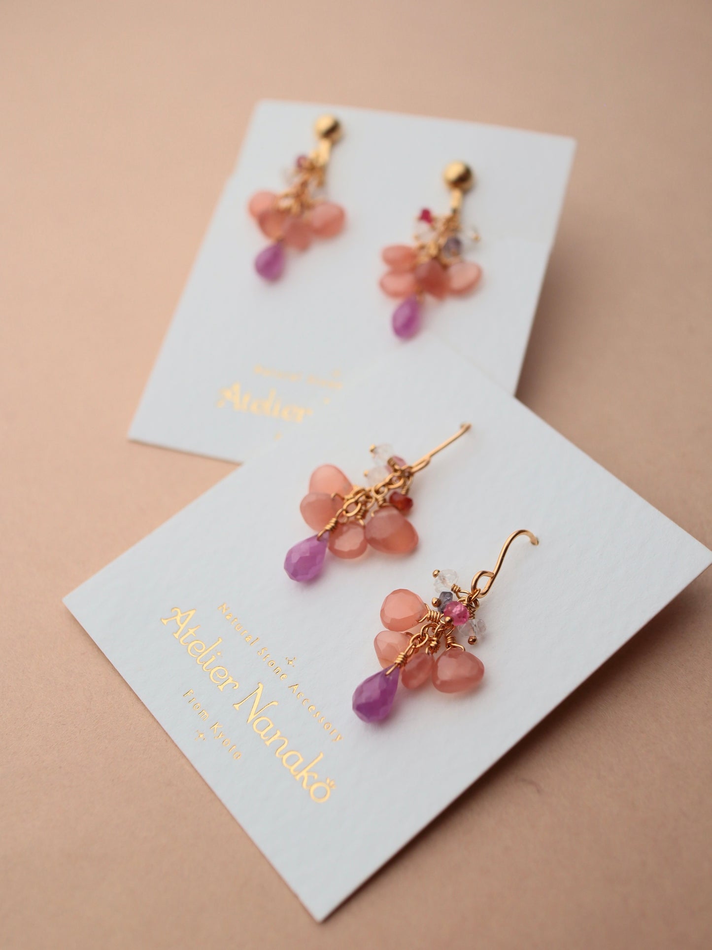 Pink sapphire and Inca rose earrings