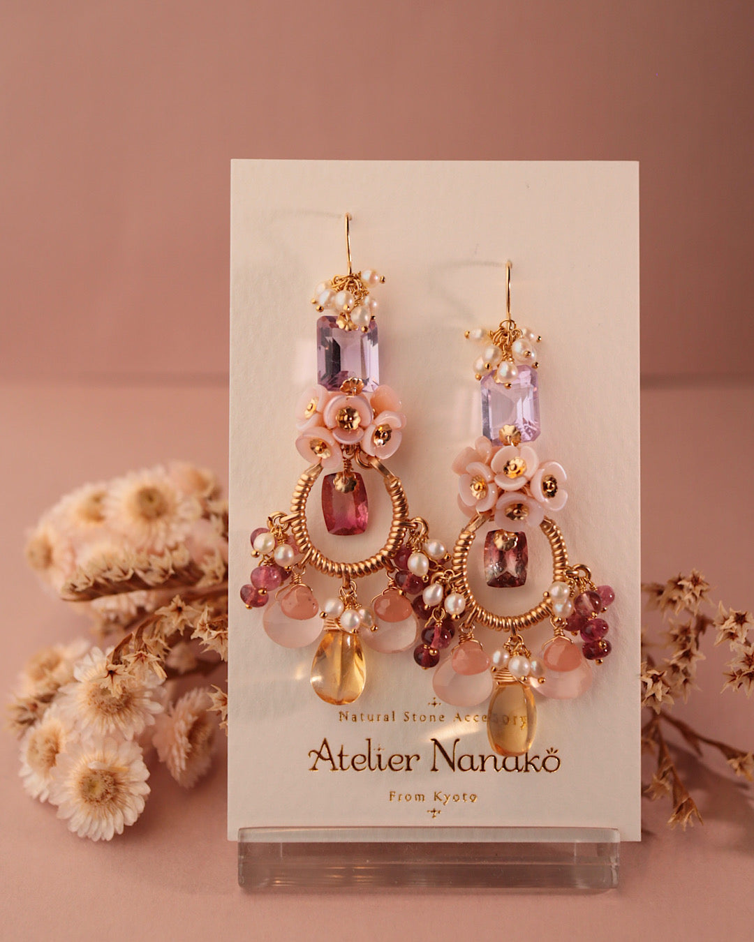 [One-of-a-kind] Bicolor Tourmaline and Citrine Chandelier Earrings