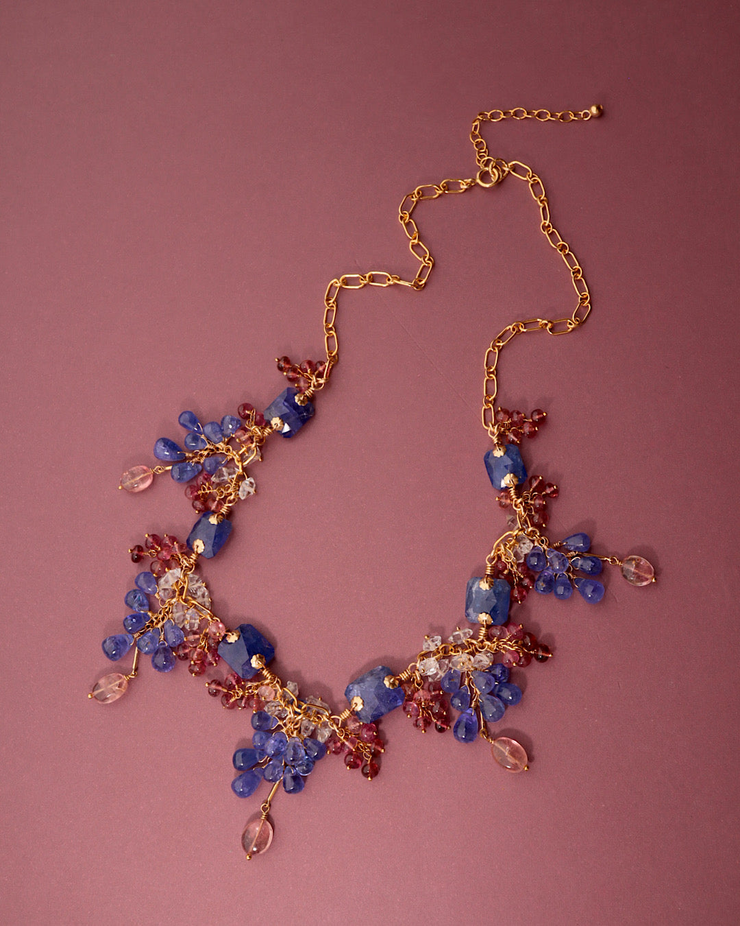 [One-of-a-kind] Tanzanite and Pink Tourmaline Necklace