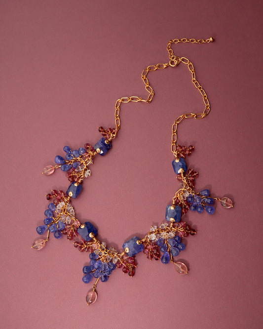 [One-of-a-kind] Tanzanite and Pink Tourmaline Necklace