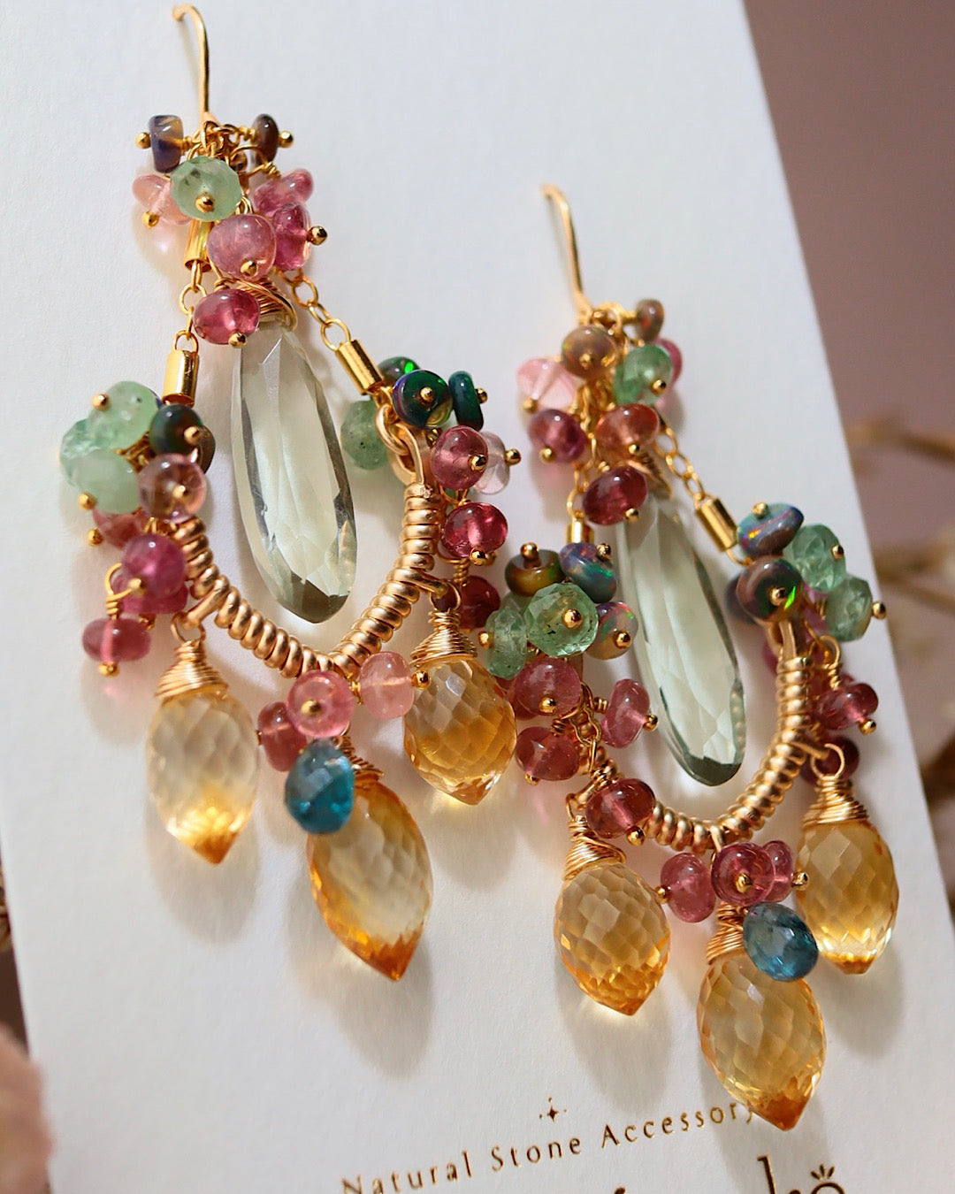 [Plants and flowers waiting for spring] Marquise cut citrine chandelier earrings