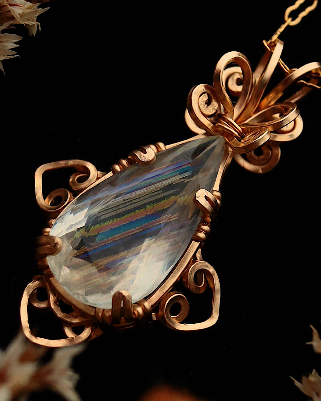 [One-of-a-kind] Rainbow Moonstone Necklace