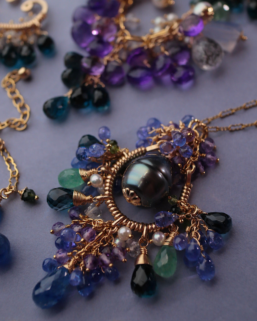 [Water Lilies] Water Lilies at Night — Chandelier Necklace [One-of-a-kind]