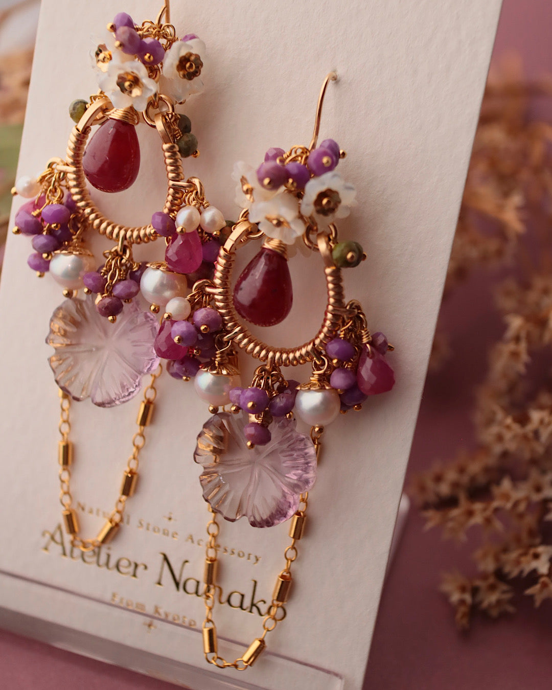 [One-of-a-kind] Ruby and Ametrine Chandelier Earrings