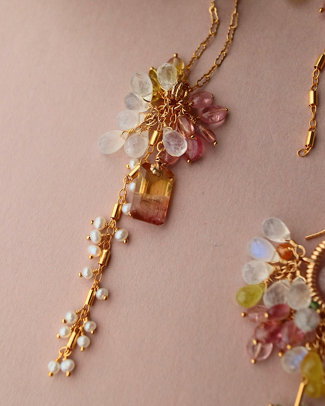 [One-of-a-kind] Pink x Yellow Bicolor Tourmaline Necklace