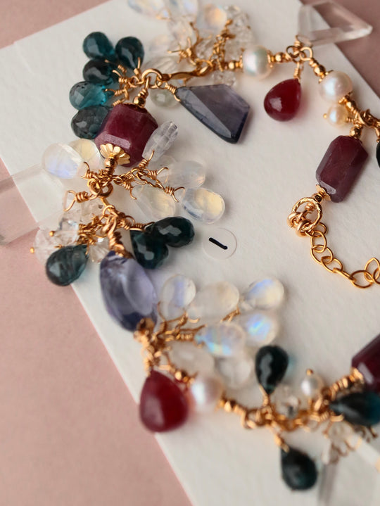 [Stories in Red] Ruby and London Blue Topaz Bracelet ①