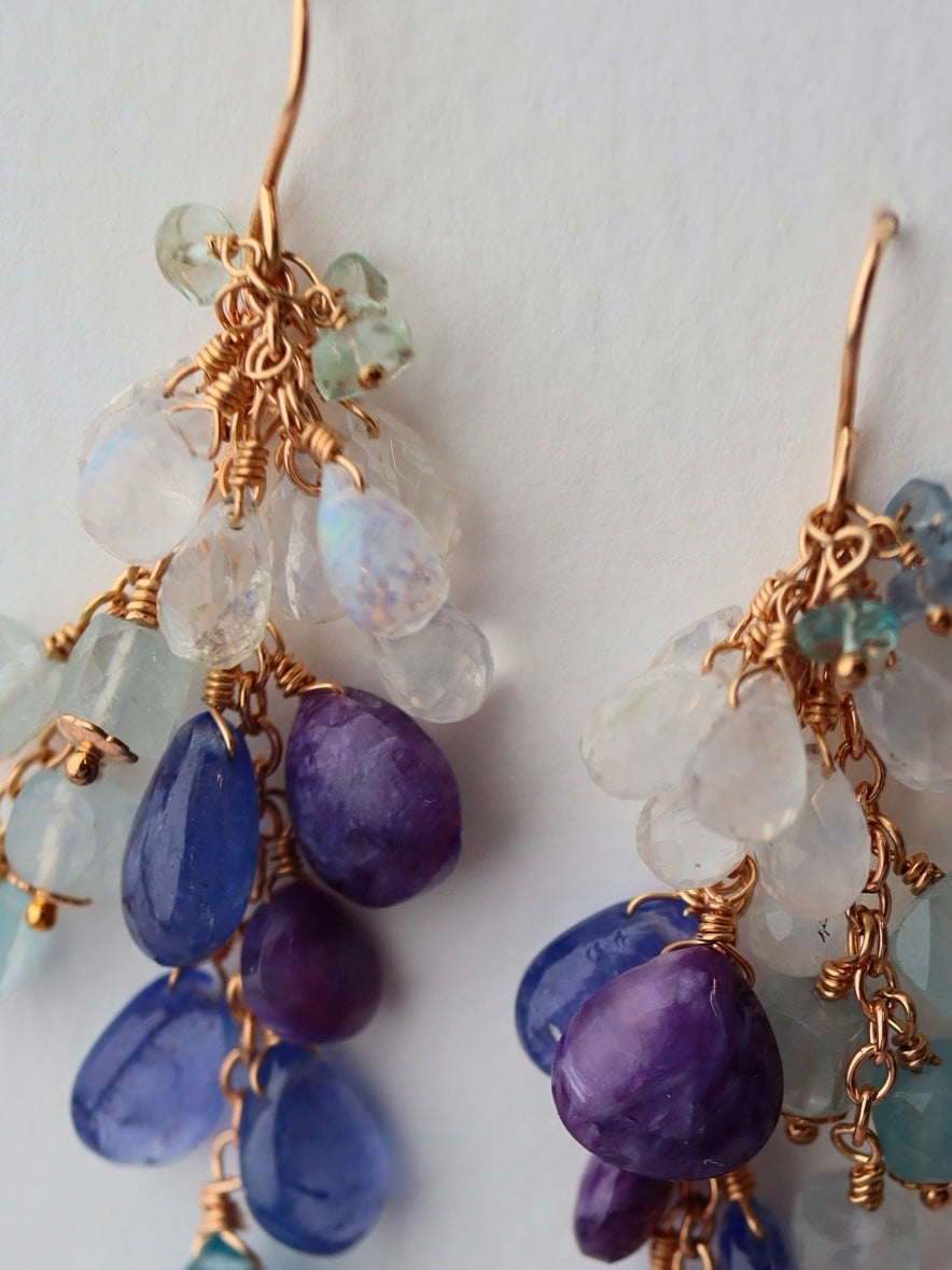 2. High quality aquamarine and blue stone earrings