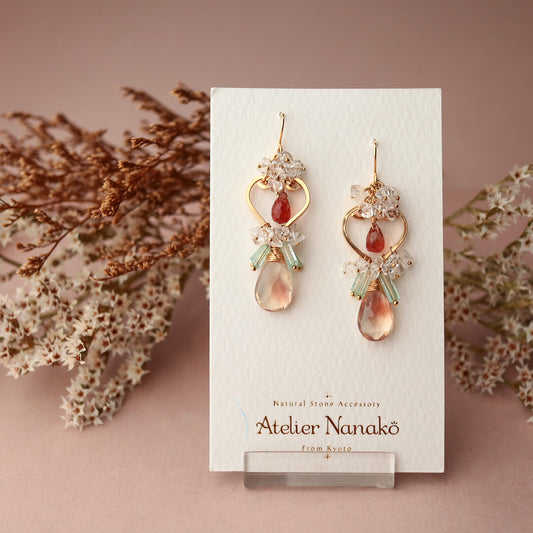 [No.2] Oregon sunstone heart chandelier earrings