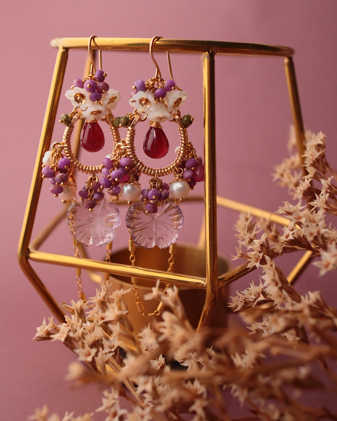 [One-of-a-kind] Ruby and Ametrine Chandelier Earrings