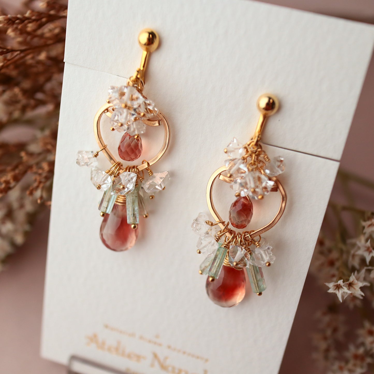 [No.3] Oregon sunstone heart chandelier earrings