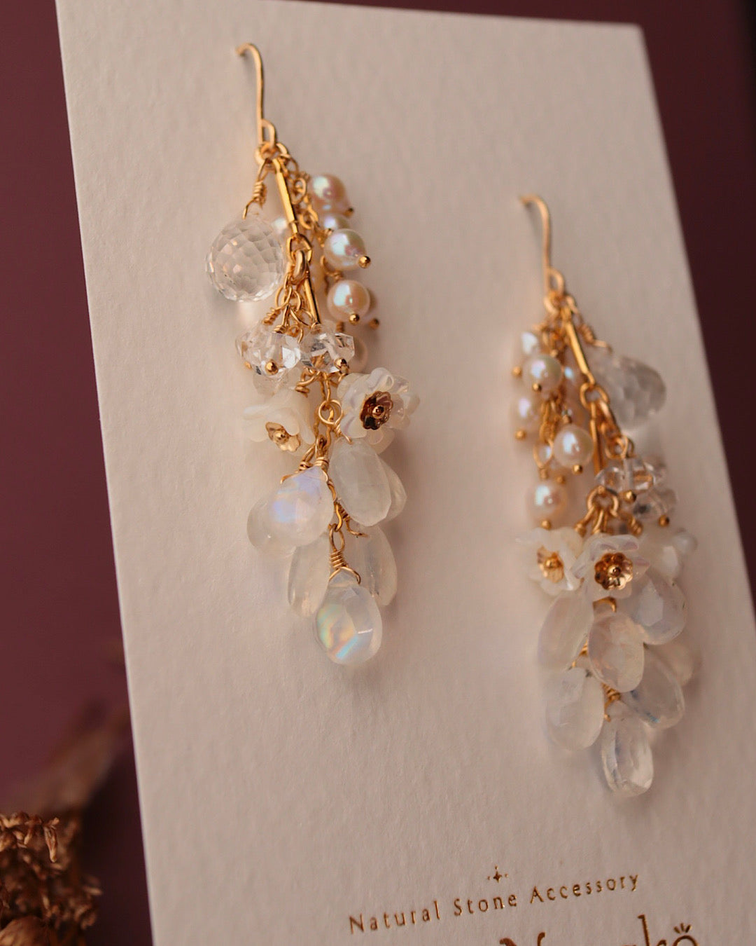 White bouquet earrings