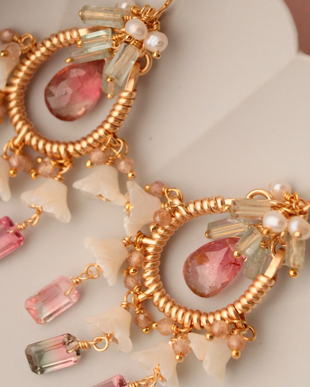 [One-of-a-kind] Bicolor Tourmaline Mini Chandelier Earrings