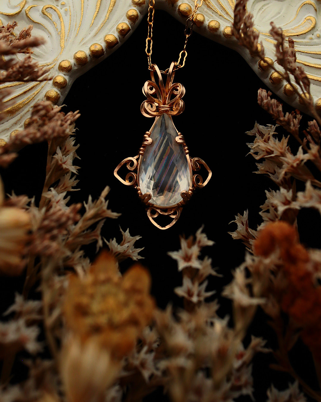 [One-of-a-kind] Rainbow Moonstone Necklace