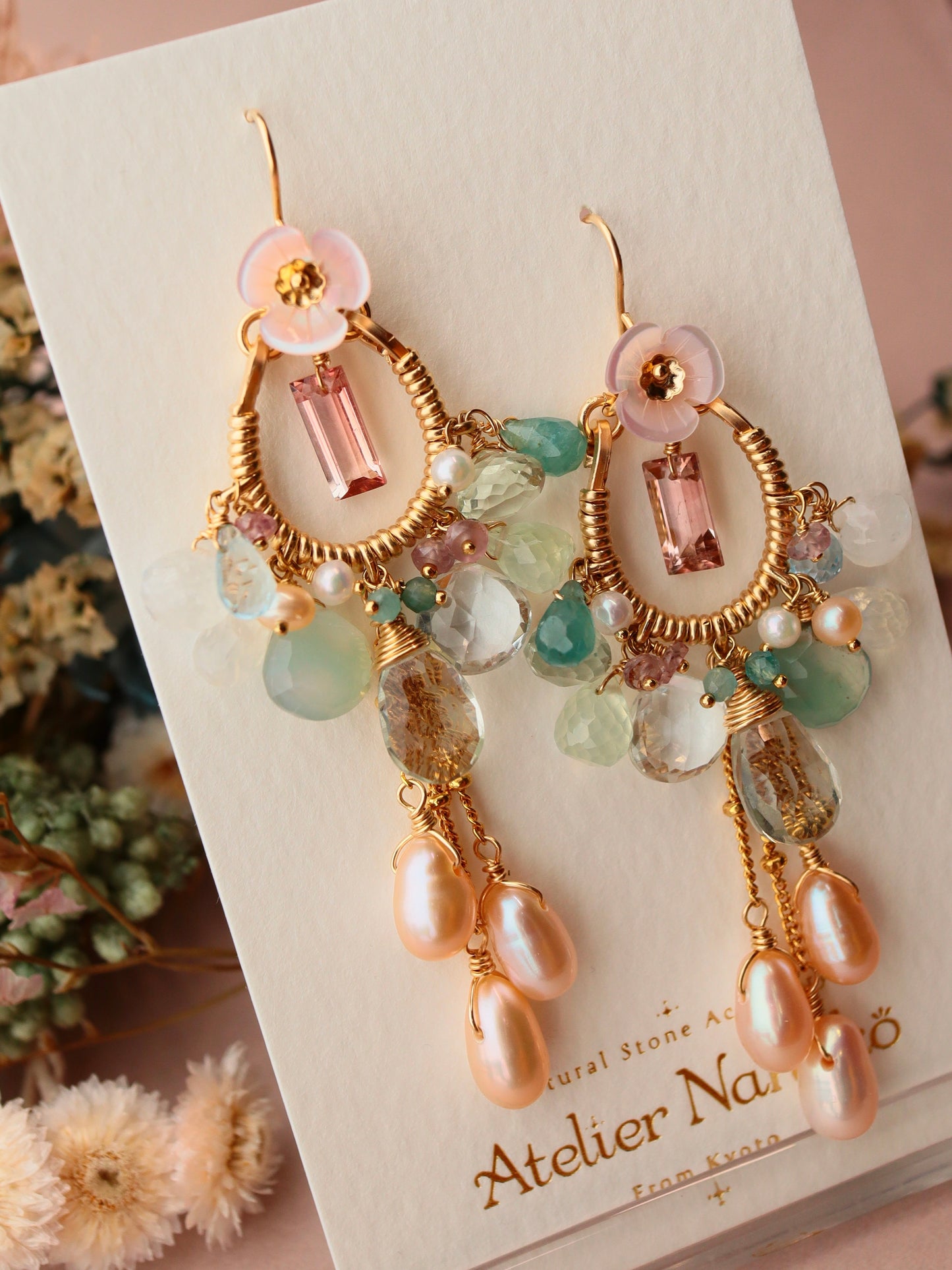 One-of-a-kind [Fragonard "Swing"] Pink Tourmaline Chandelier Earrings