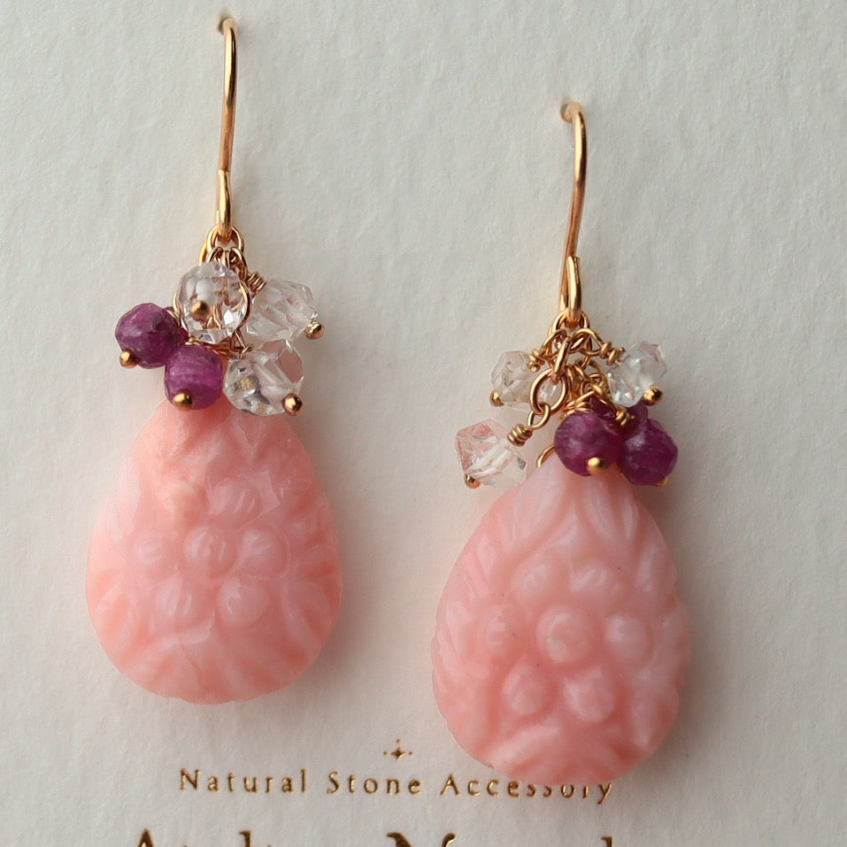 Pink opal earrings