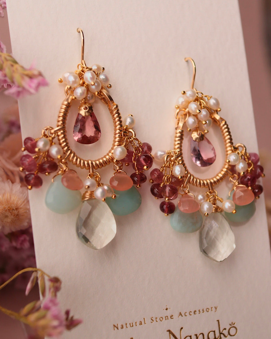 Romantic-Colored Pink Tourmaline Chandelier Earrings