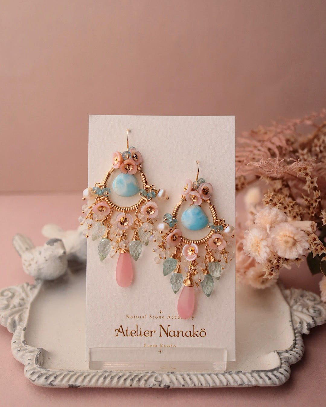 [One-of-a-kind] Larimar Earrings in Romantic Colors