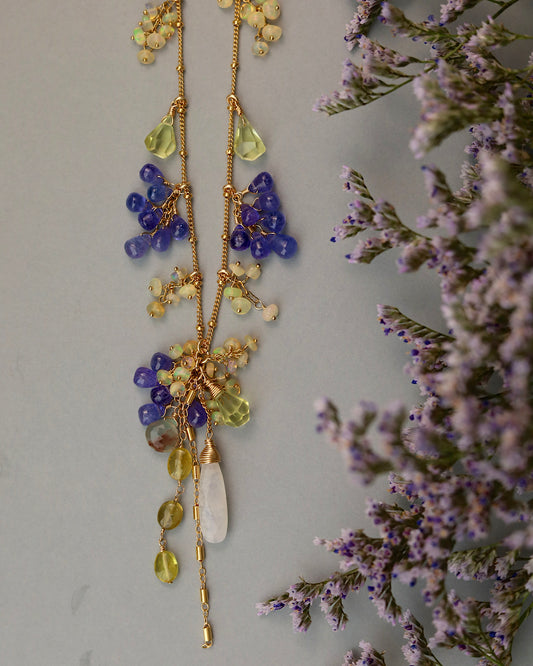 [One-of-a-kind] [Aqua Bloom] Tanzanite and Moonstone Necklace