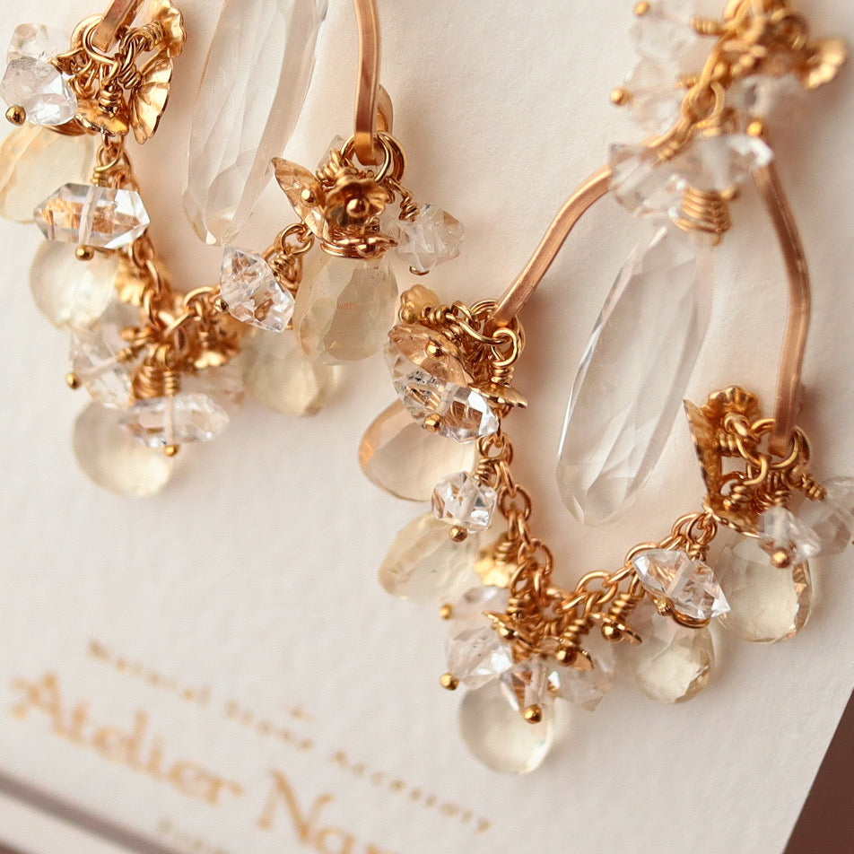 [White] Oregon sunstone chandelier earrings