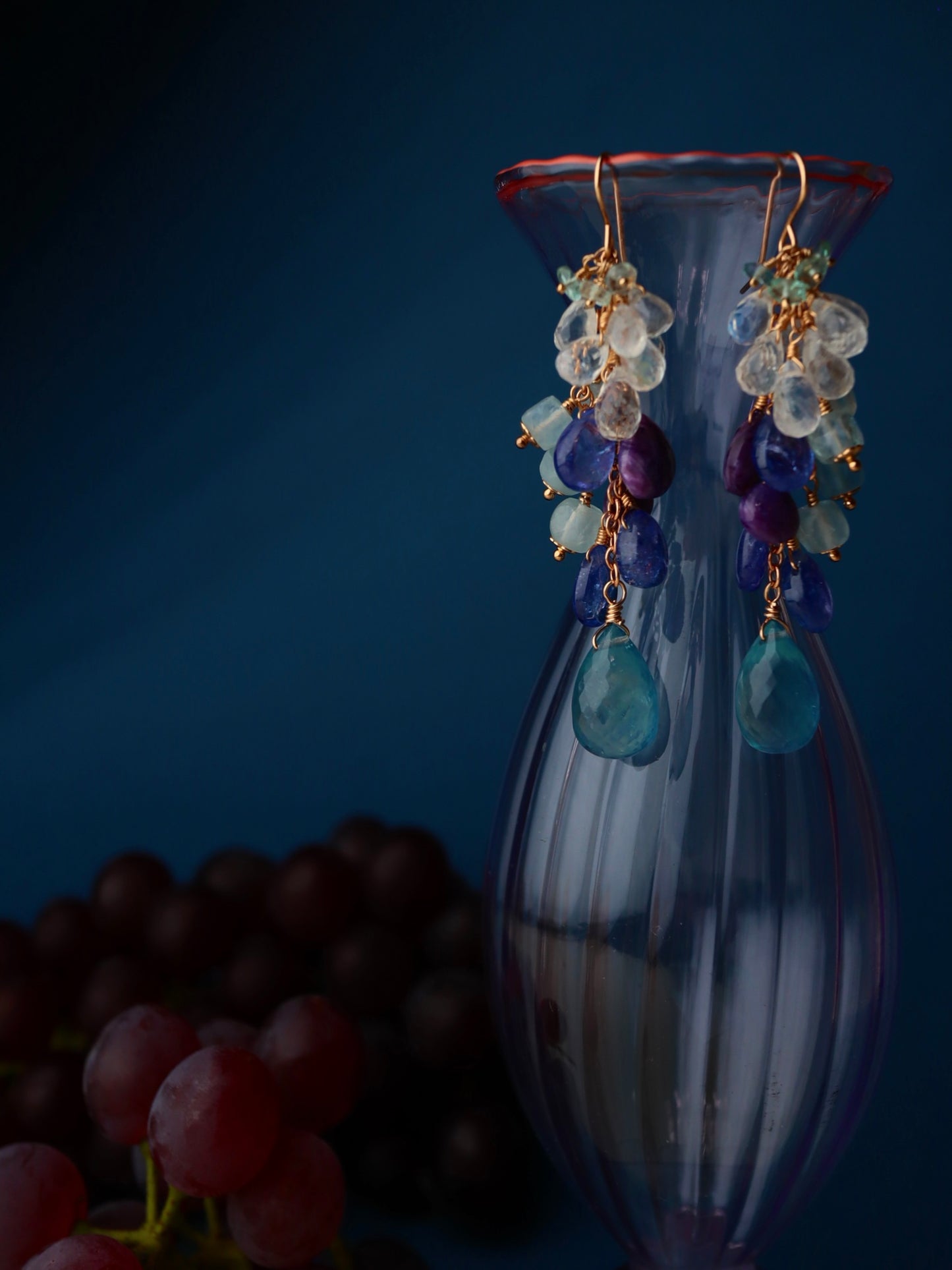 1. High quality aquamarine and blue stone earrings