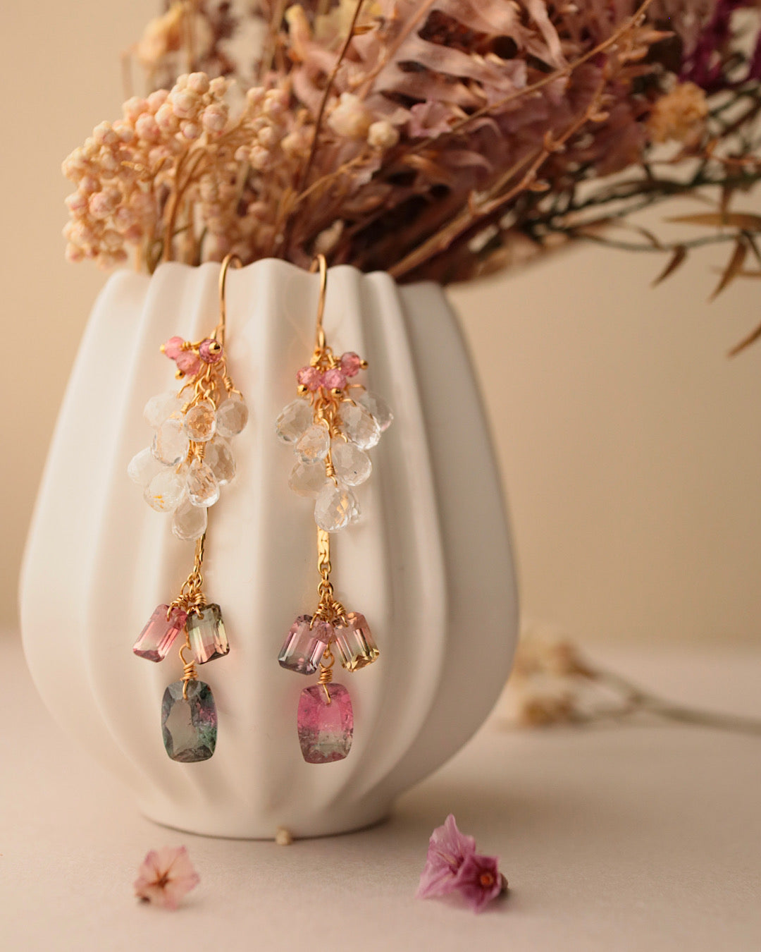 [One-of-a-kind] Bicolor Tourmaline Earrings ①