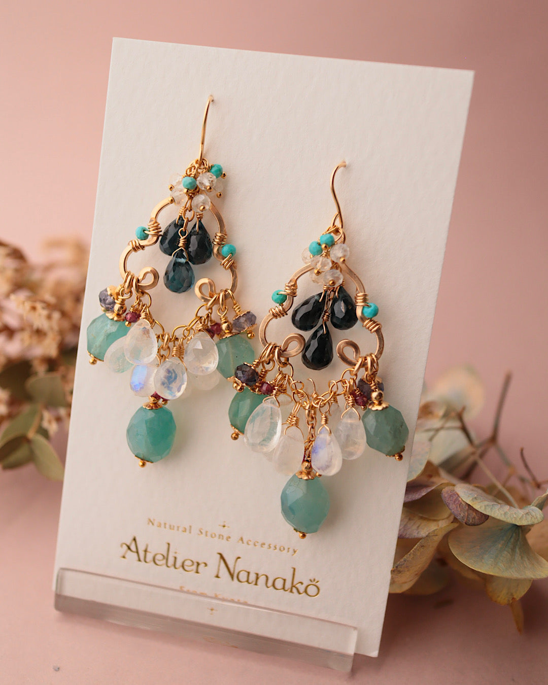 Grandidierite and London Blue Topaz Chandelier Earrings