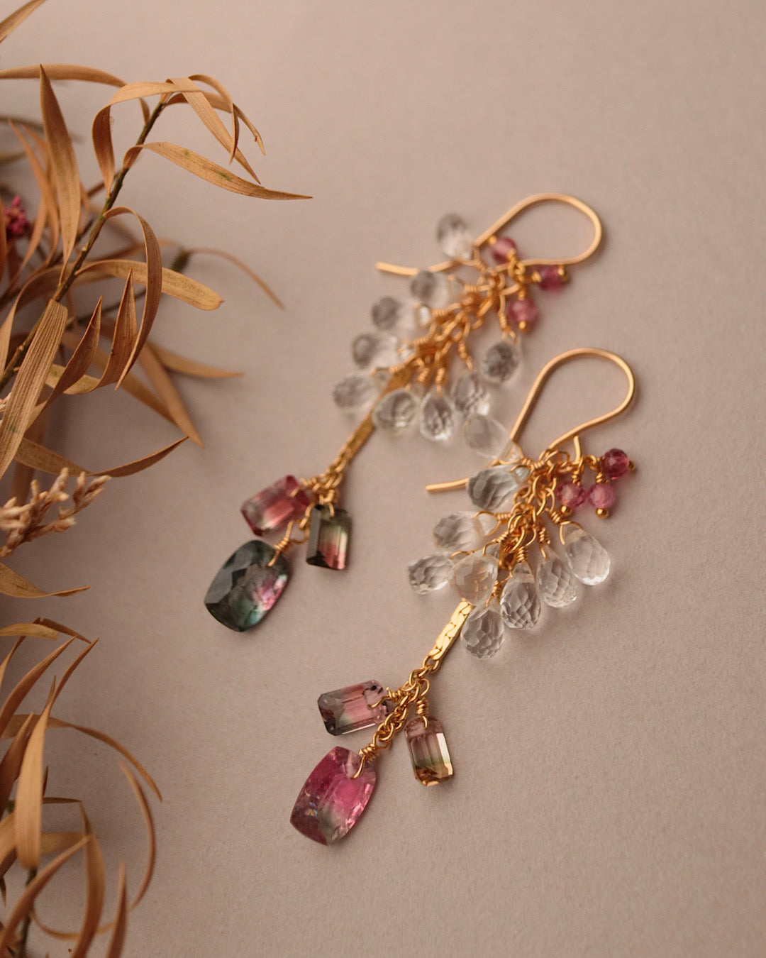 [One-of-a-kind] Bicolor Tourmaline Earrings ①