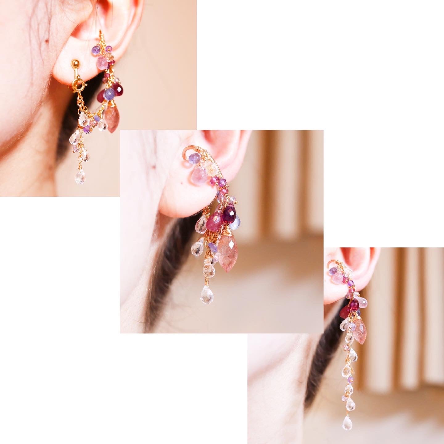 Swiss blue topaz 3-way ear cuff