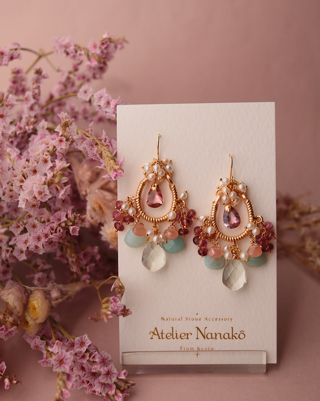 Romantic-Colored Pink Tourmaline Chandelier Earrings