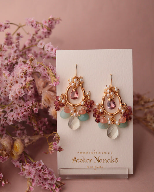 Romantic-Colored Pink Tourmaline Chandelier Earrings