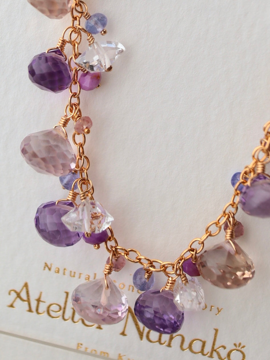 Onion cut ametrine and amethyst bracelet