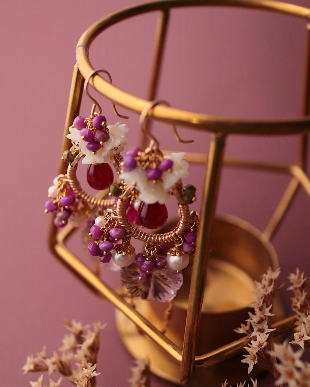 [One-of-a-kind] Ruby and Ametrine Chandelier Earrings