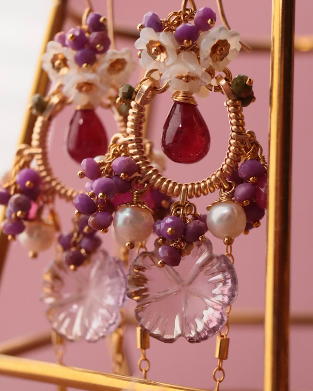[One-of-a-kind] Ruby and Ametrine Chandelier Earrings