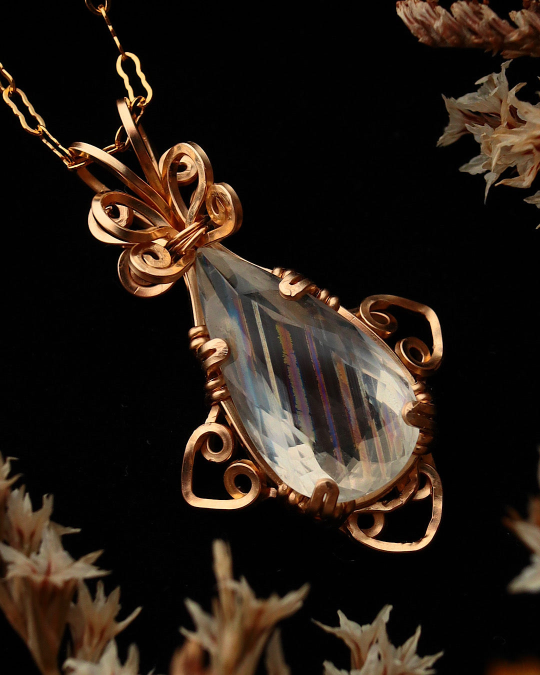 [One-of-a-kind] Rainbow Moonstone Necklace