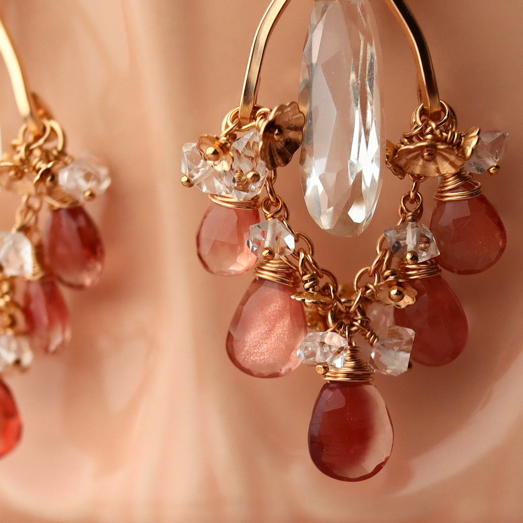 [Red] Oregon sunstone chandelier earrings