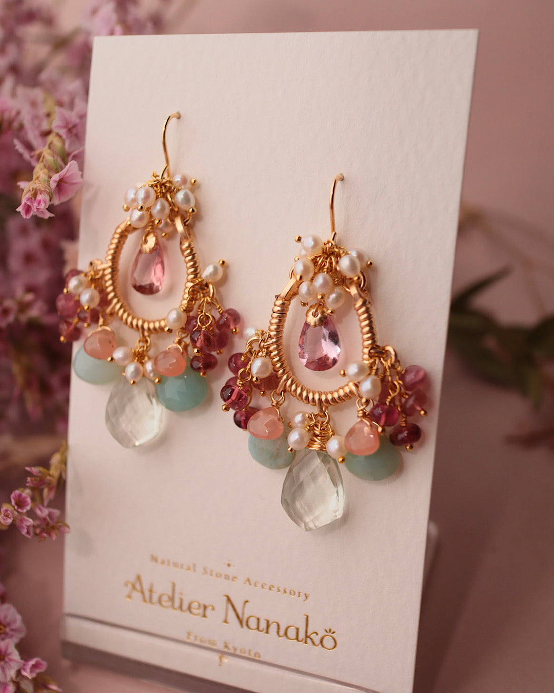 Romantic-Colored Pink Tourmaline Chandelier Earrings