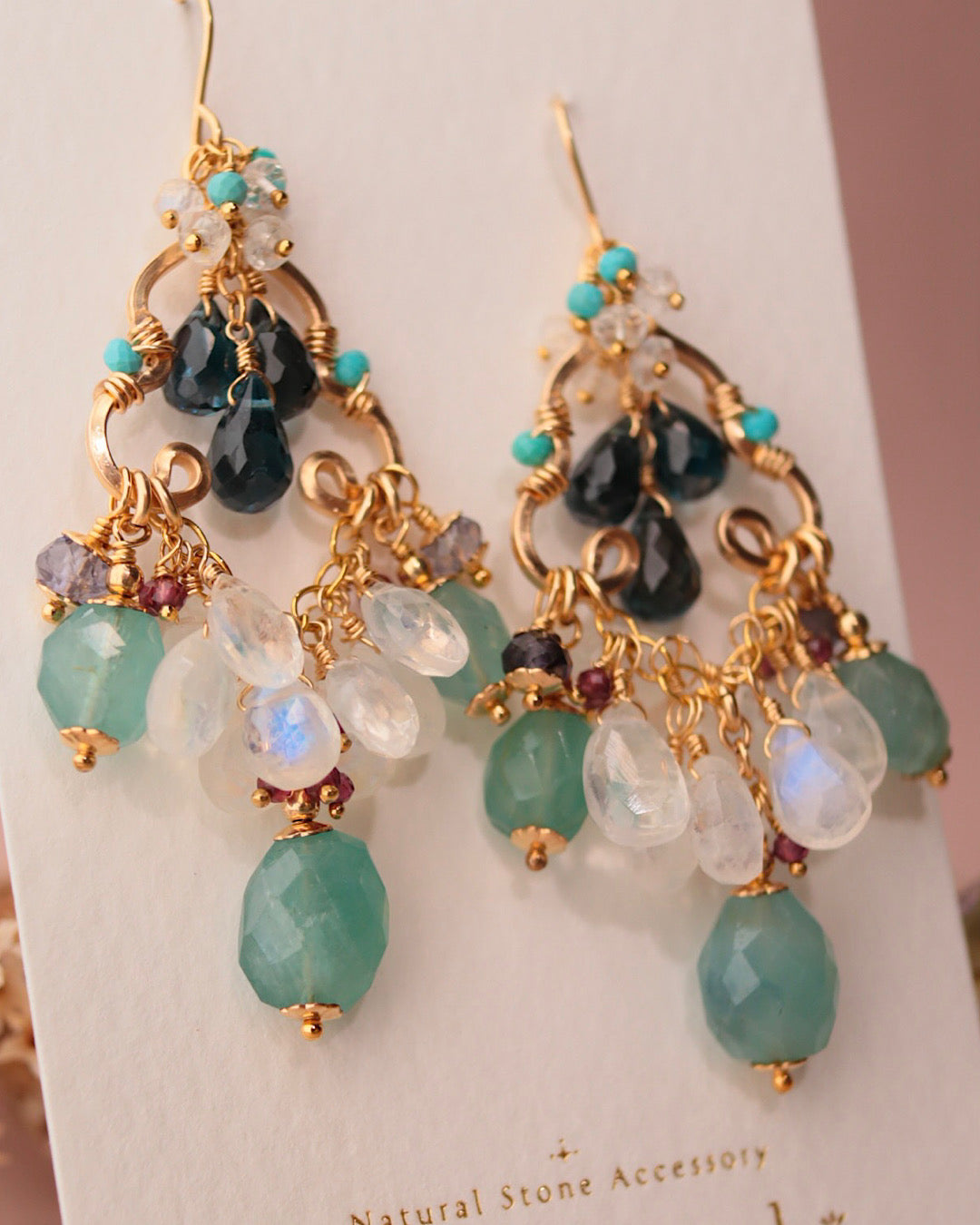 Grandidierite and London Blue Topaz Chandelier Earrings
