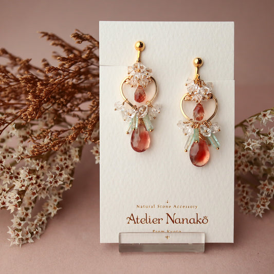 [No.3] Oregon sunstone heart chandelier earrings