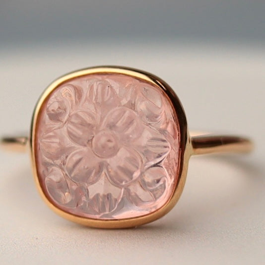 Carved morganite ring