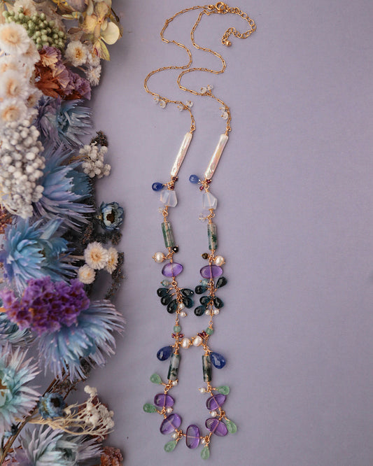 [Water Lilies] By the Pond — Long Necklace [One-of-a-kind]