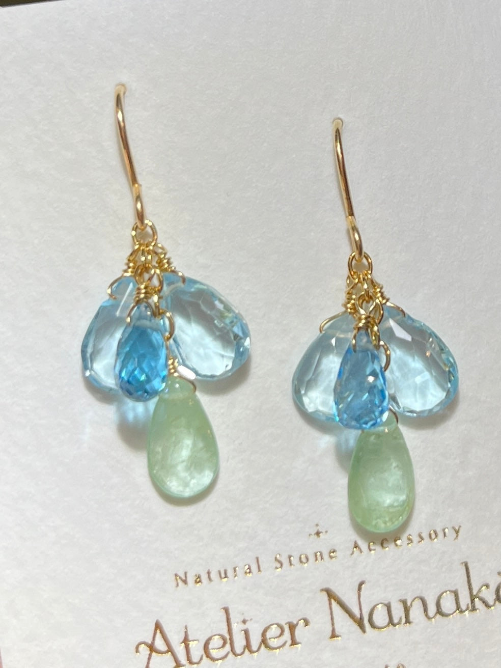 Blue Topaz and Emerald Earrings