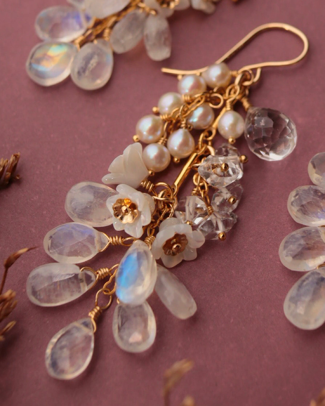 White bouquet earrings