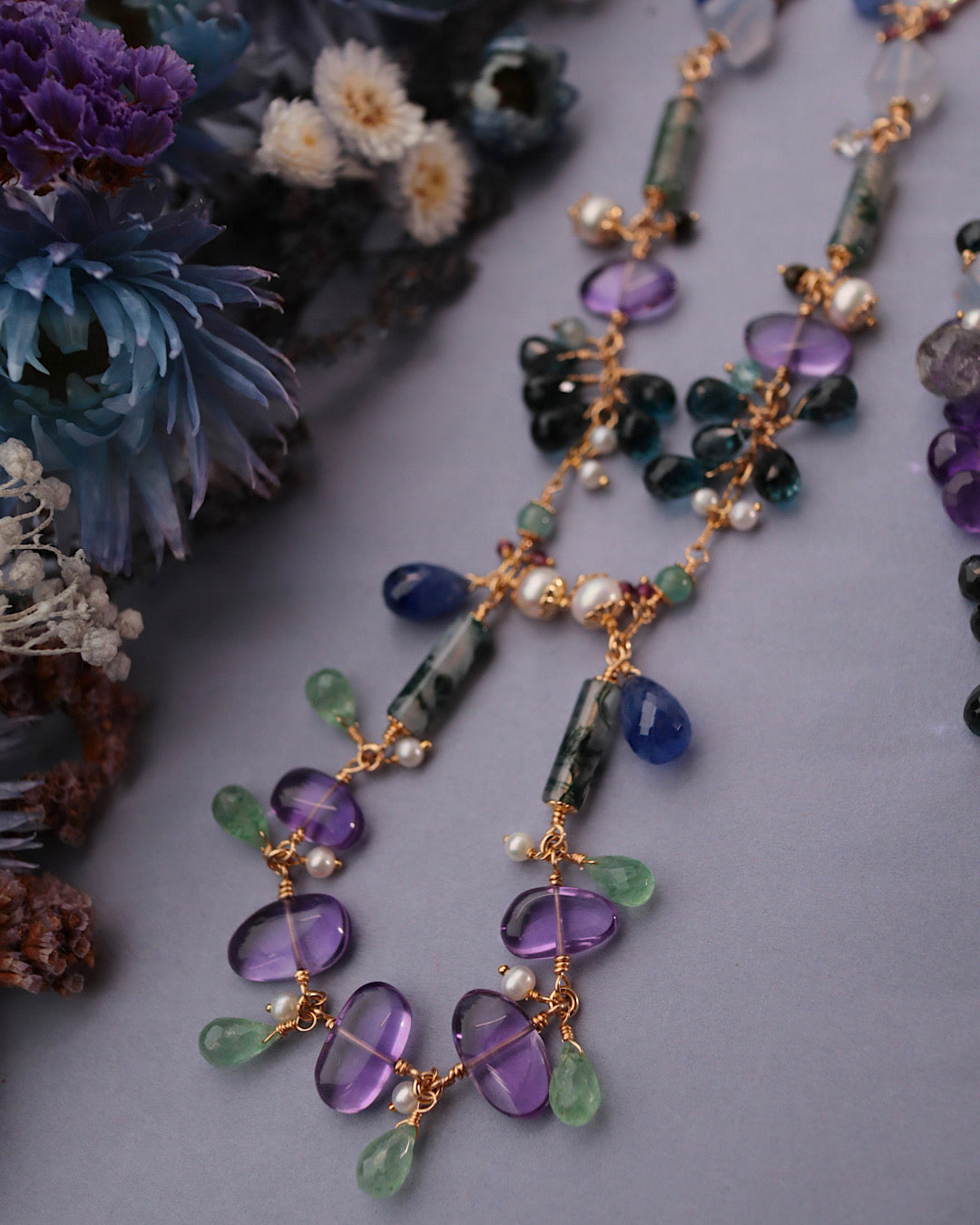 [Water Lilies] By the Pond — Long Necklace [One-of-a-kind]