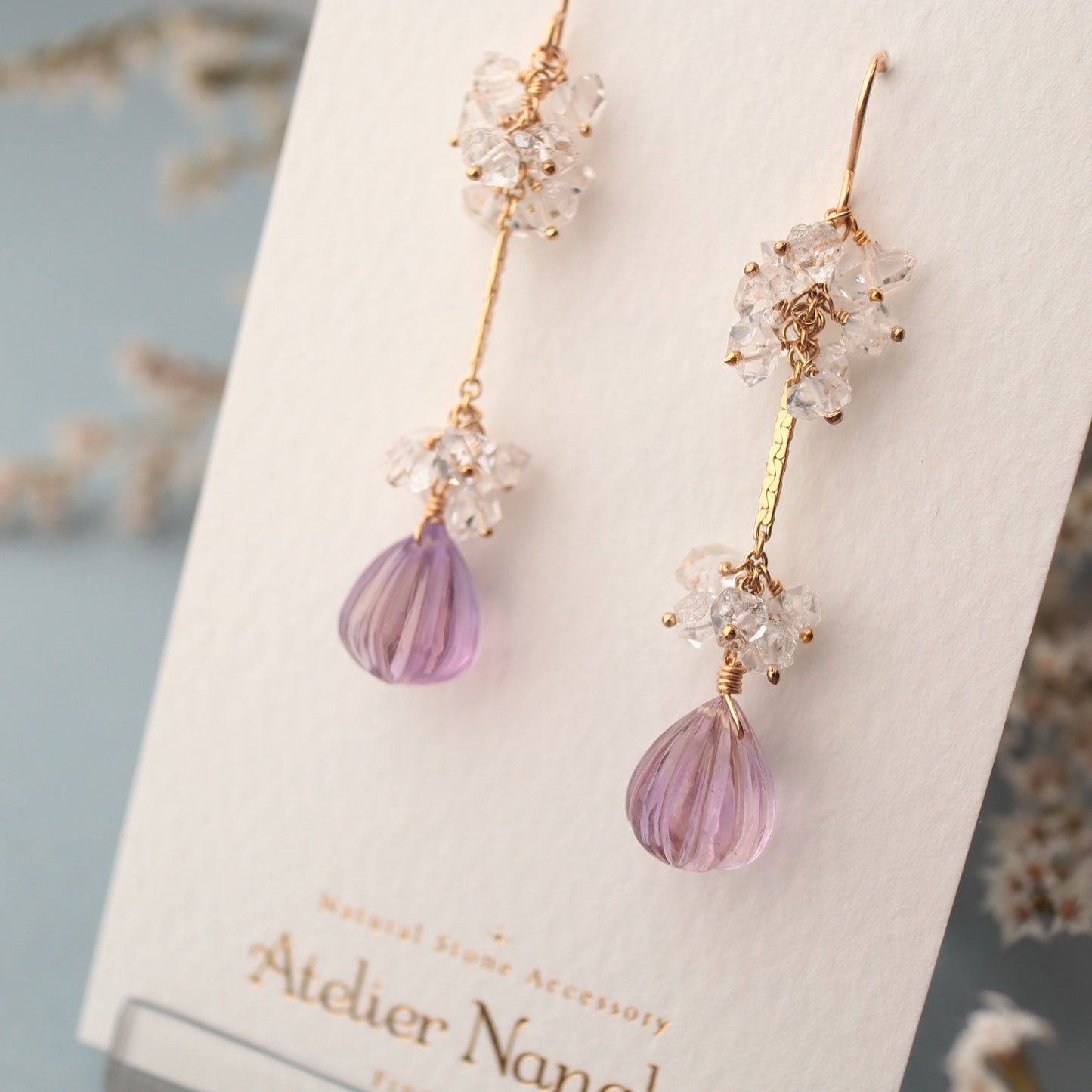 [Ametrine] Earrings carved like a perfume bottle