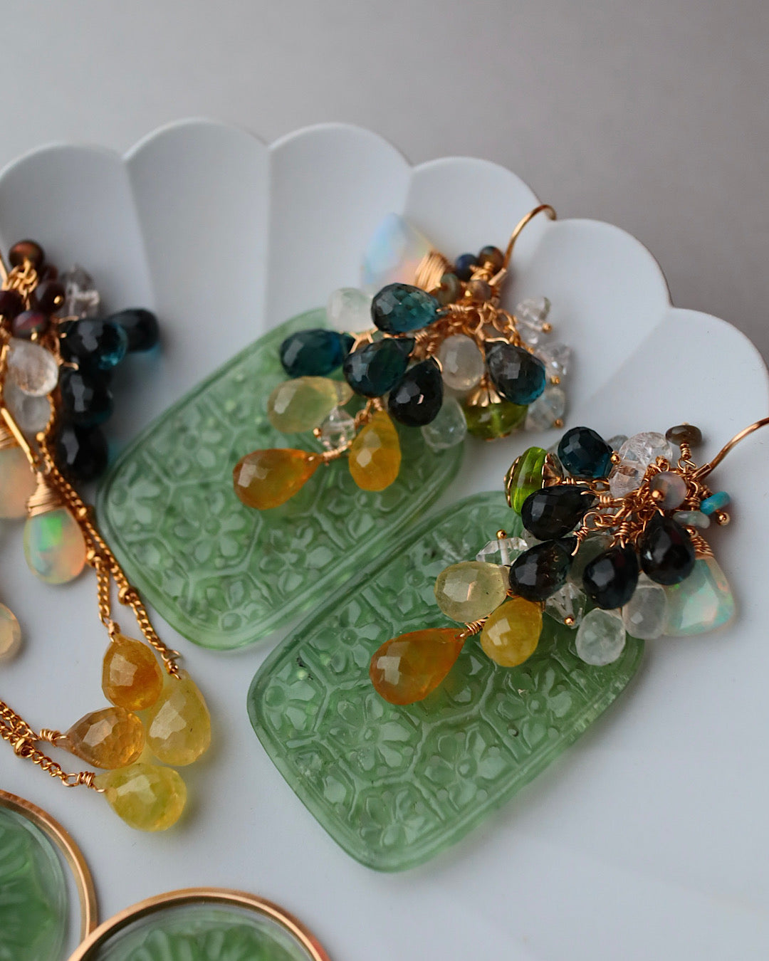 [One of a kind] Carved aventurine earrings/earrings①
