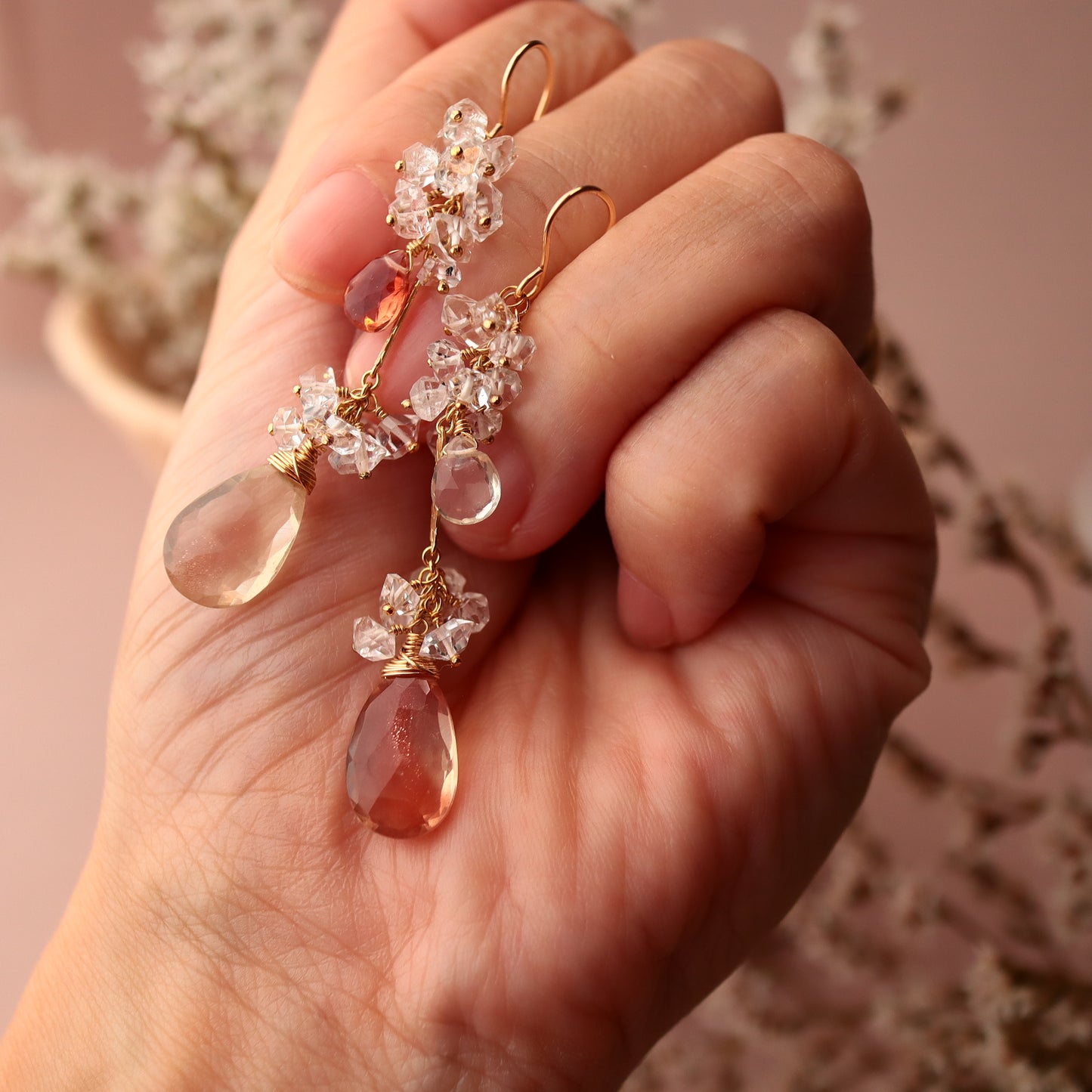 [Large long No.1] Oregon sunstone earrings