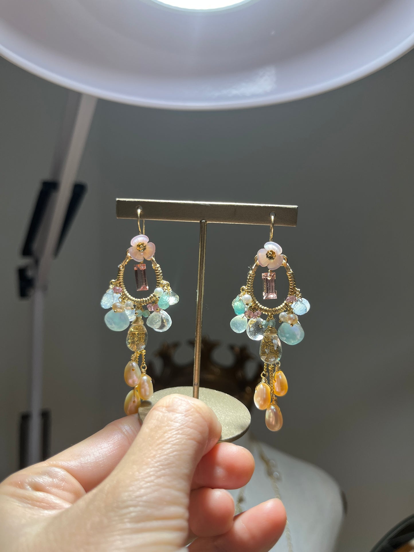 One-of-a-kind [Fragonard "Swing"] Pink Tourmaline Chandelier Earrings