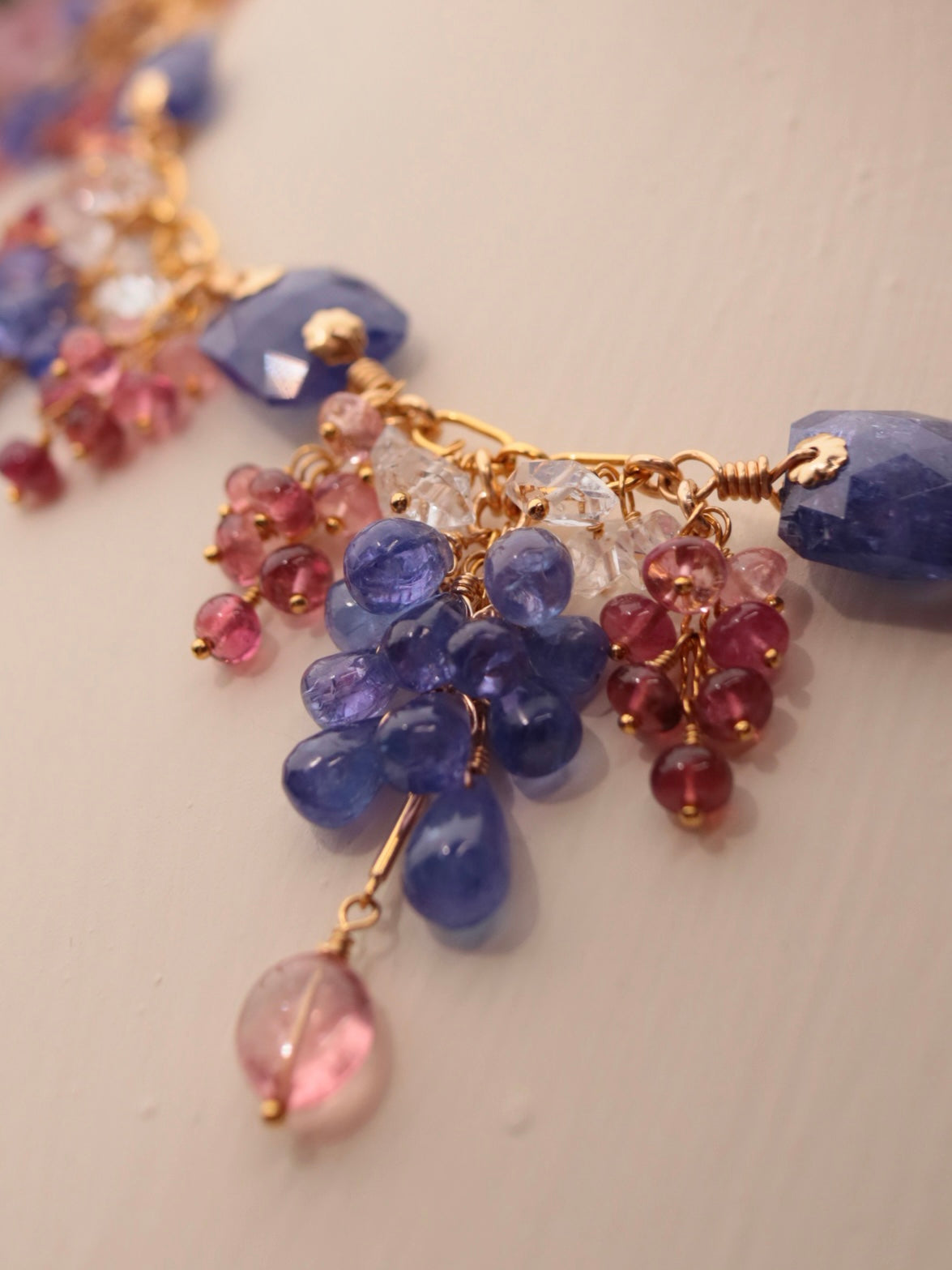 [One-of-a-kind] Tanzanite and Pink Tourmaline Necklace